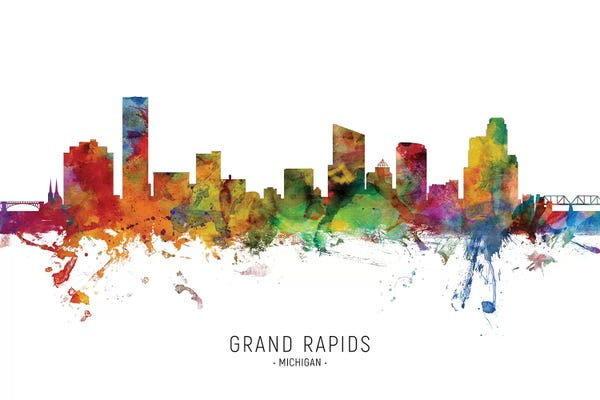 Michael Tompsett: Grand Rapids Michigan Skyline by Michael Tompsett