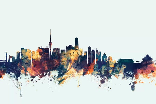 Beijing: Blue Background Skyline Of Beijing, People's Republic Of China by Michael Tompsett