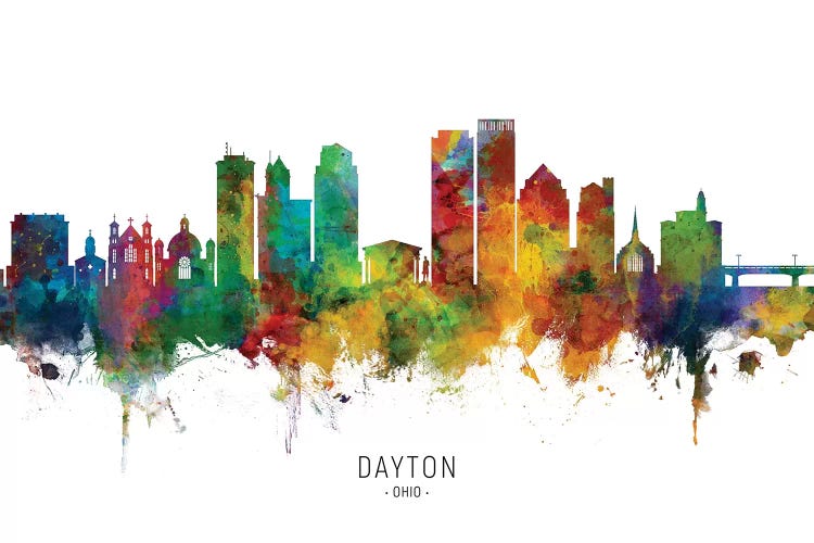 Dayton Ohio Skyline by Michael Tompsett wall art