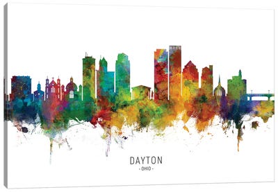Dayton Ohio Skyline Canvas Art Print - Scenic & Nature Typography