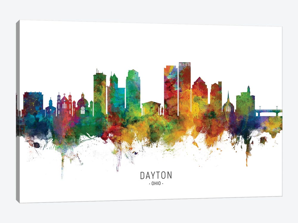 Dayton Ohio Skyline by Michael Tompsett 1-piece Canvas Artwork
