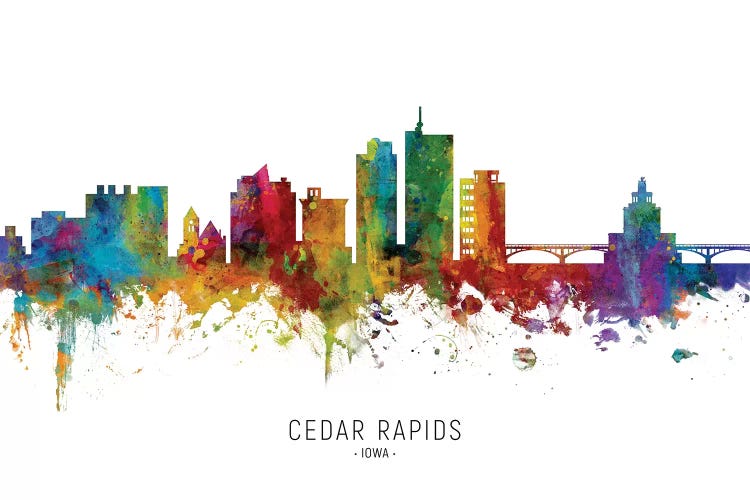 Cedar Rapids Iowa Skyline by Michael Tompsett wall art