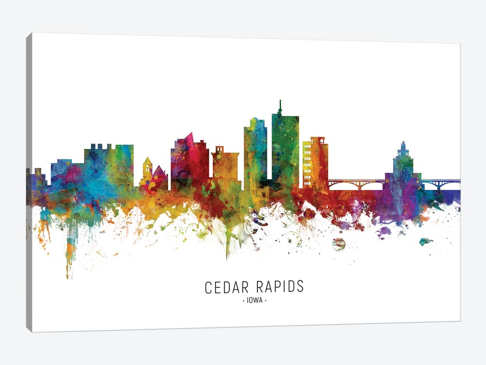 Cedar Rapids Iowa Skyline by Michael Tompsett 1-piece Canvas Print