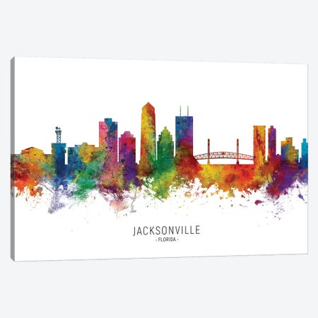 Jacksonville Florida Skyline Canvas Print #MTO2027} by Michael Tompsett Art Print