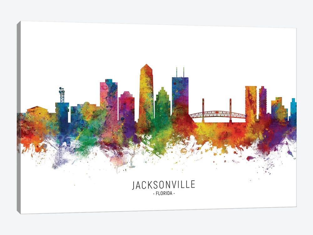 Jacksonville Florida Skyline by Michael Tompsett 1-piece Canvas Wall Art