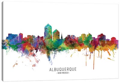 Albuquerque New Mexico Skyline Canvas Art Print - Scenic & Nature Typography