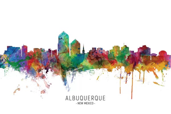 Michael Tompsett: Albuquerque New Mexico Skyline by Michael Tompsett