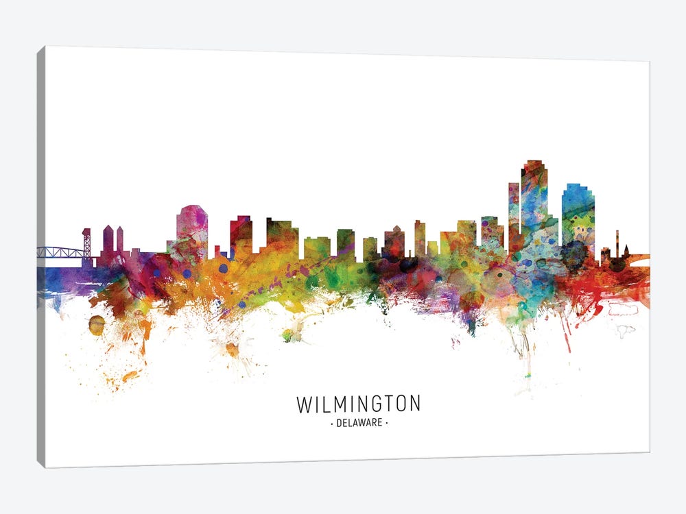 Wilmington Delaware Skyline by Michael Tompsett 1-piece Canvas Artwork