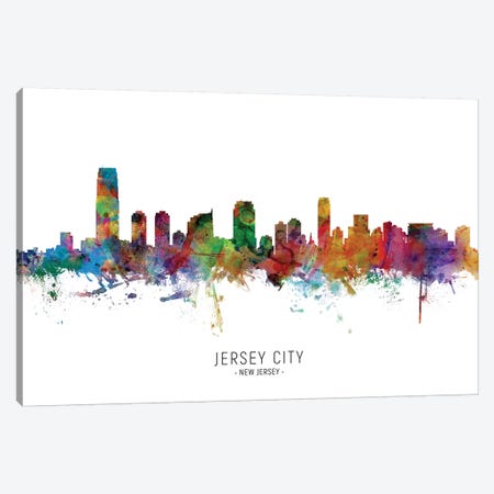 Jersey City New Jersey Skyline Canvas Print #MTO2030} by Michael Tompsett Art Print