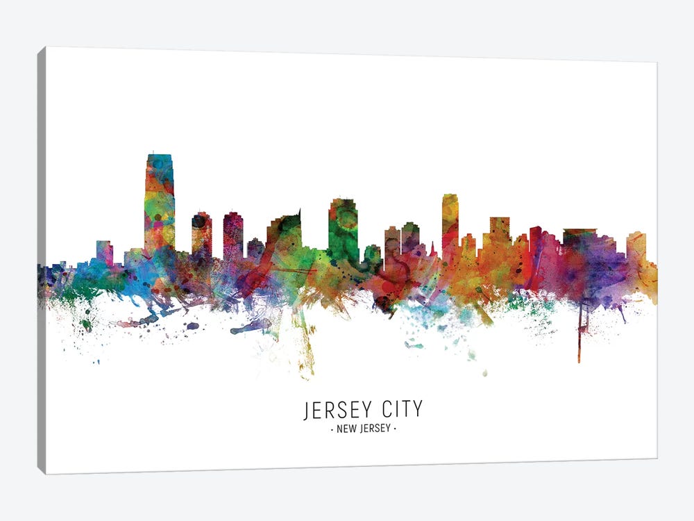 Jersey City New Jersey Skyline by Michael Tompsett 1-piece Canvas Art