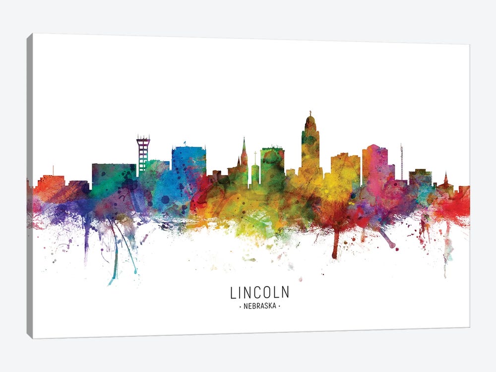 Lincoln Nebraska Skyline by Michael Tompsett 1-piece Canvas Art Print