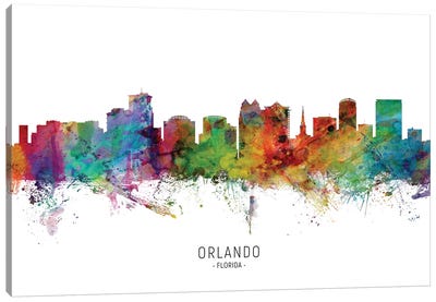 Orlando Florida Skyline Canvas Art Print - Scenic & Nature Typography