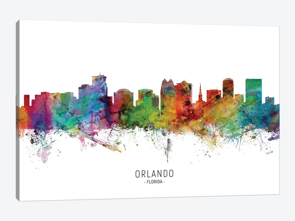 Orlando Florida Skyline by Michael Tompsett 1-piece Canvas Wall Art