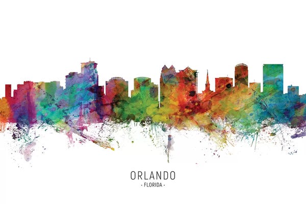 Wall Art: Orlando Florida Skyline by Michael Tompsett