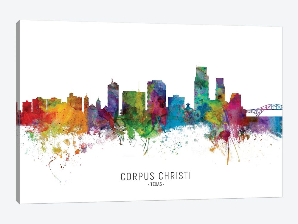 Corpus Christi Texas Skyline by Michael Tompsett 1-piece Canvas Artwork