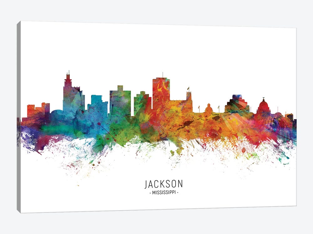 Jackson Mississippi Skyline by Michael Tompsett 1-piece Canvas Art Print