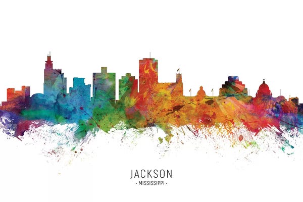 Mississippi: Jackson Mississippi Skyline by Michael Tompsett