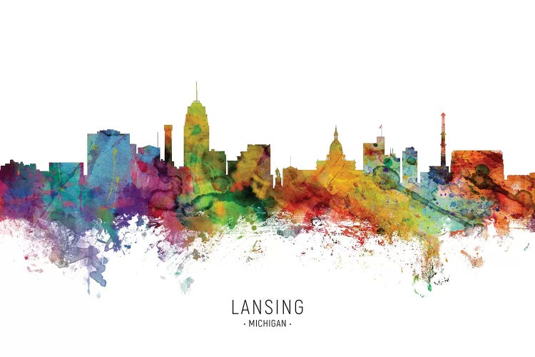 Lansing Michigan Skyline by Michael Tompsett wall art