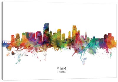 Miami Florida Skyline Canvas Art Print - Florida Art