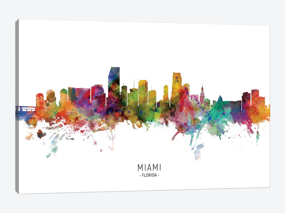 Miami Florida Skyline by Michael Tompsett 1-piece Art Print