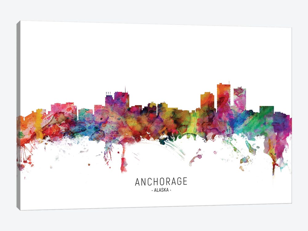 Anchorage Alaska Skyline by Michael Tompsett 1-piece Canvas Art