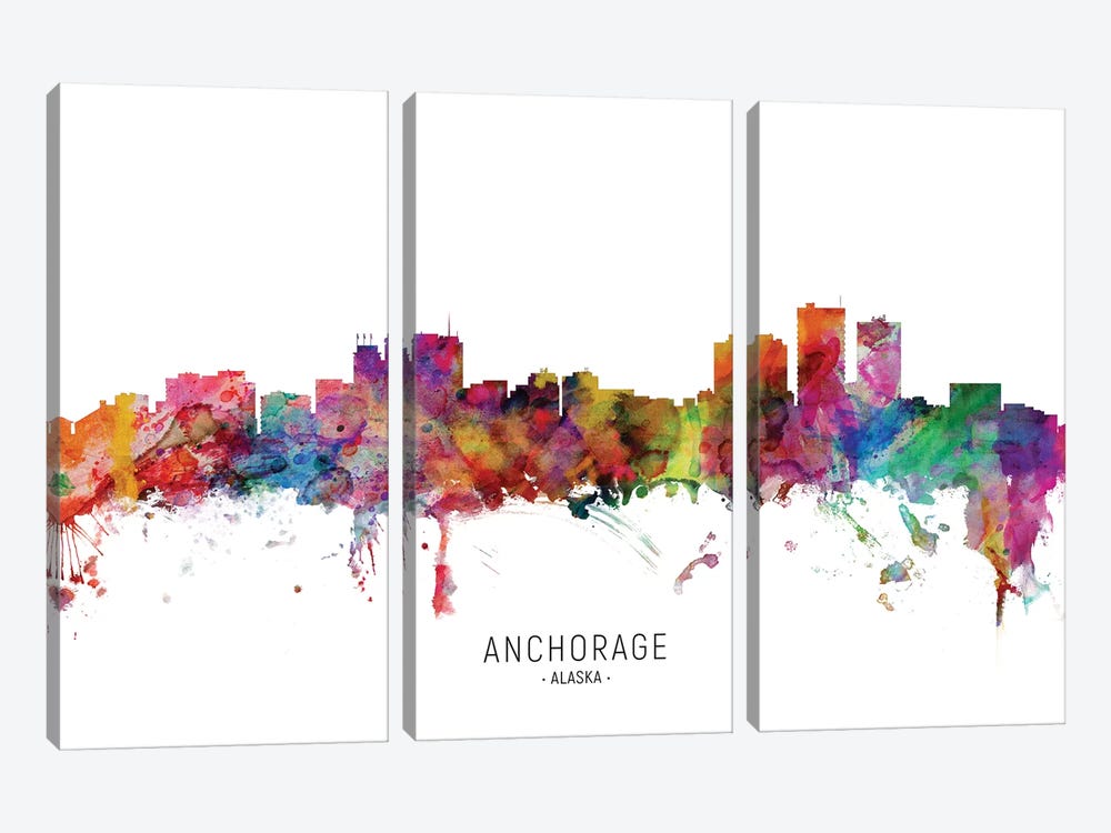Anchorage Alaska Skyline by Michael Tompsett 3-piece Canvas Art