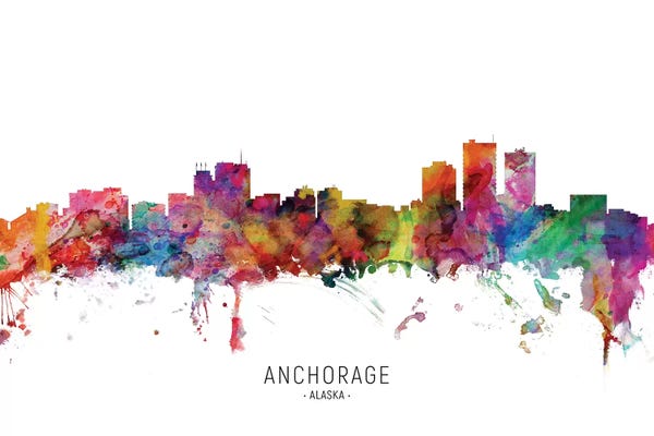 Anchorage: Anchorage Alaska Skyline by Michael Tompsett