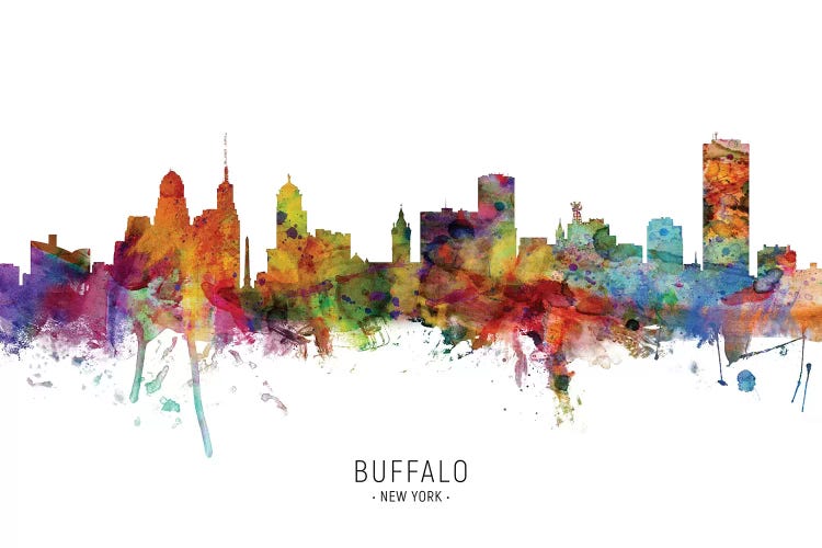 Rainbow Splatter Buffalo New York Skyline