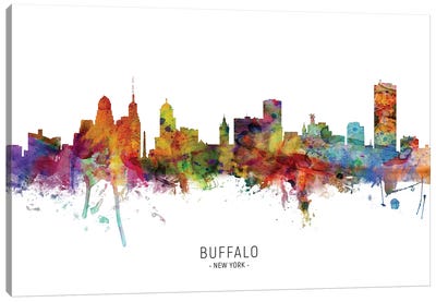 Buffalo New York Skyline Canvas Art Print - Scenic & Nature Typography