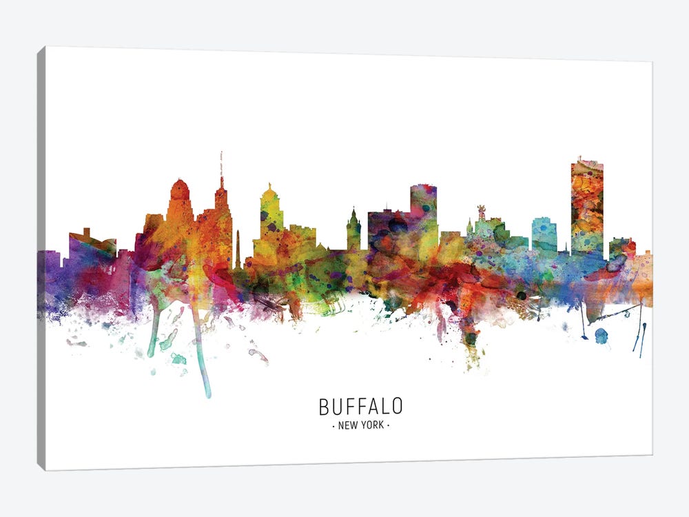 Buffalo New York Skyline by Michael Tompsett 1-piece Canvas Print