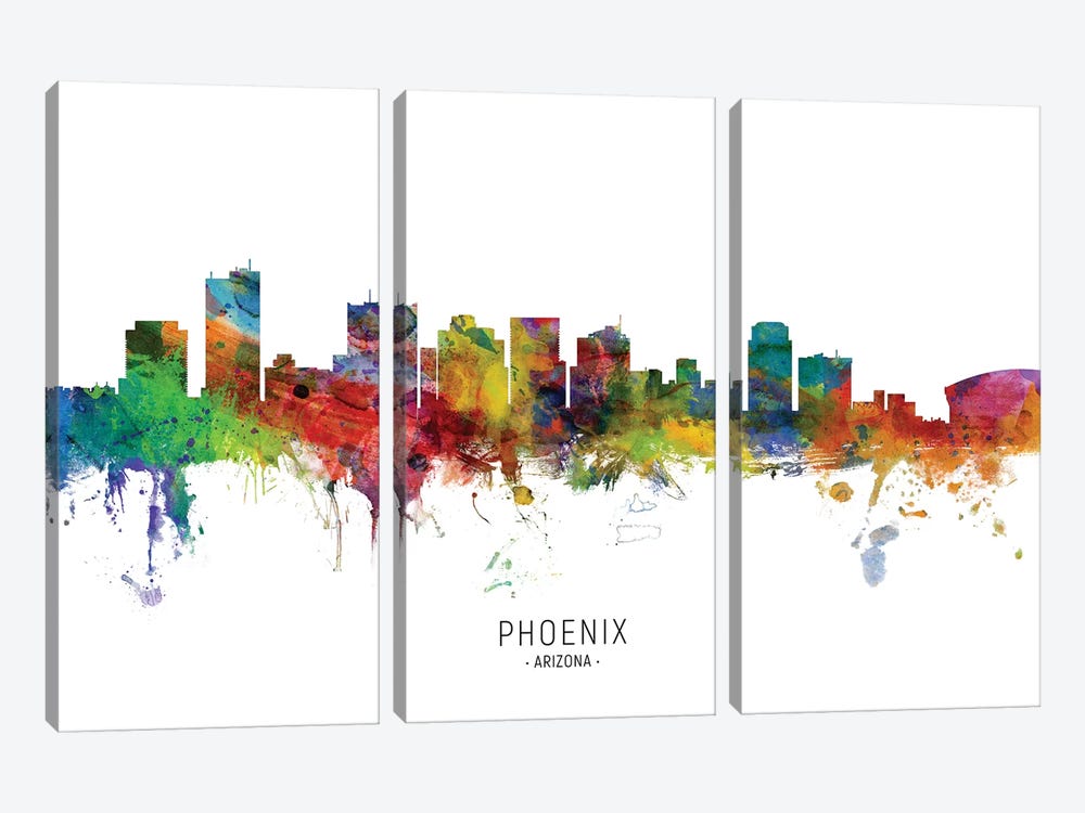 Phoenix Arizona Skyline by Michael Tompsett 3-piece Art Print