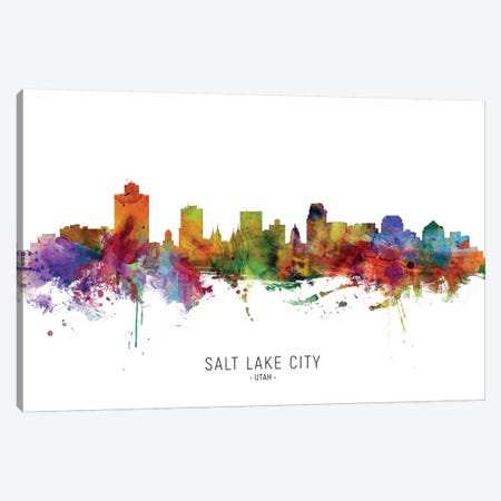 Salt Lake City Utah Skyline Canvas Print #MTO2042} by Michael Tompsett Canvas Artwork