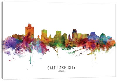Salt Lake City Utah Skyline Canvas Art Print - Utah Art