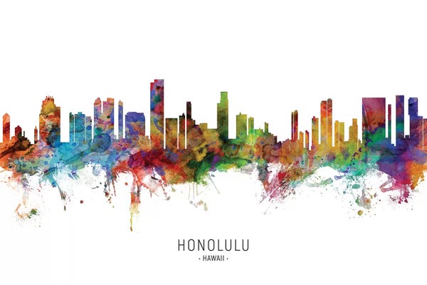Michael Tompsett: Honolulu Hawaii Skyline by Michael Tompsett