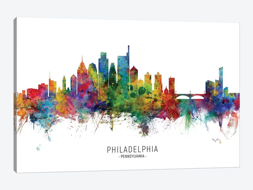 Philadelphia Pennsylvania Skyline by Michael Tompsett 1-piece Canvas Art