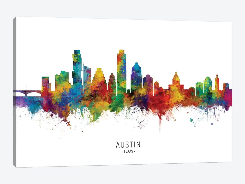 Austin Texas Skyline by Michael Tompsett 1-piece Art Print
