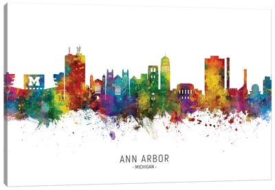Ann Arbor Michigan Skyline Canvas Art Print - Scenic & Nature Typography