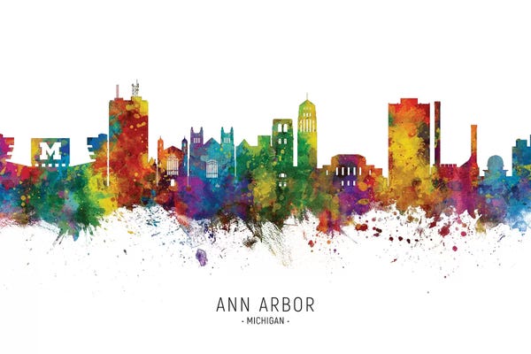 Michael Tompsett: Ann Arbor Michigan Skyline by Michael Tompsett