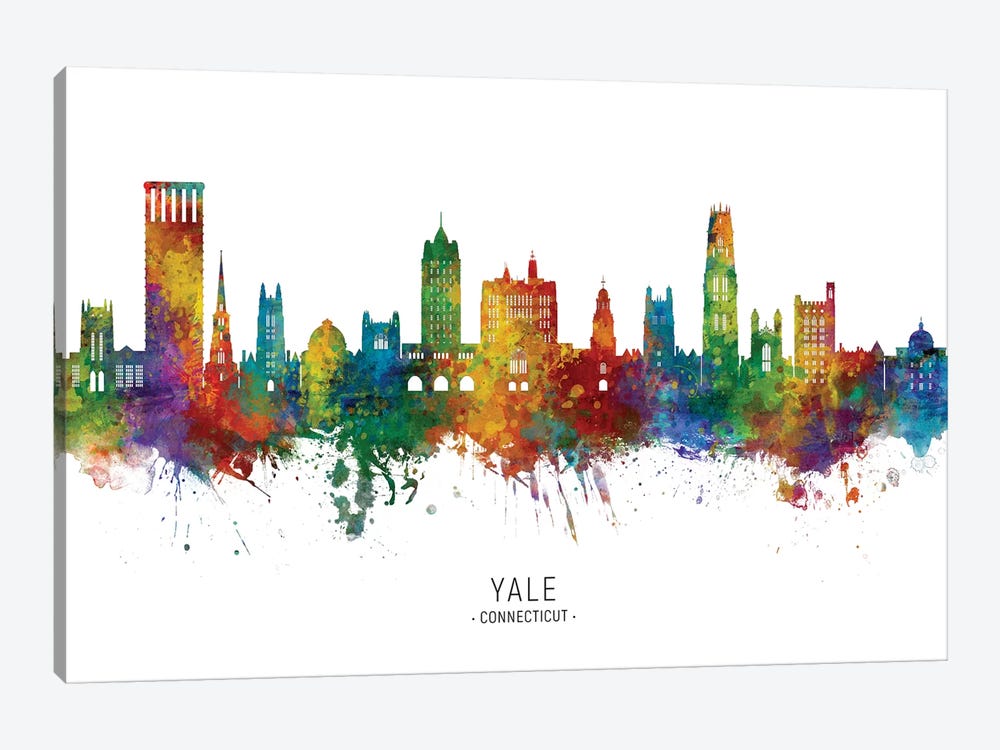 Yale Connecticut Skyline by Michael Tompsett 1-piece Art Print