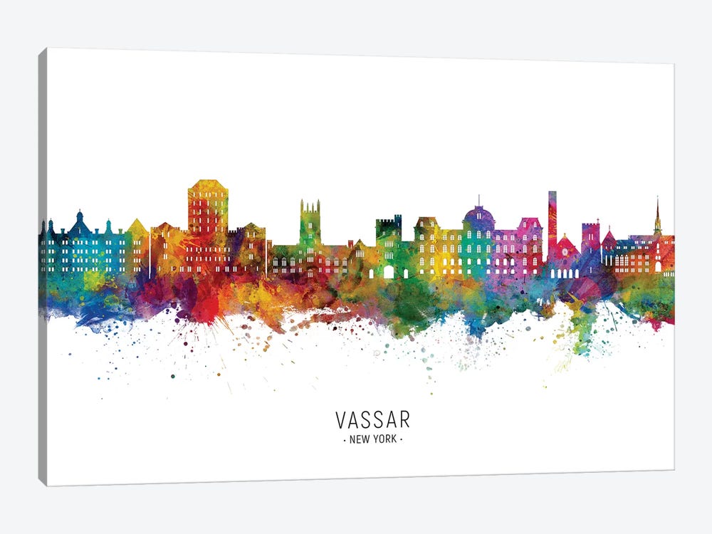 Vassar New York Skyline by Michael Tompsett 1-piece Canvas Art
