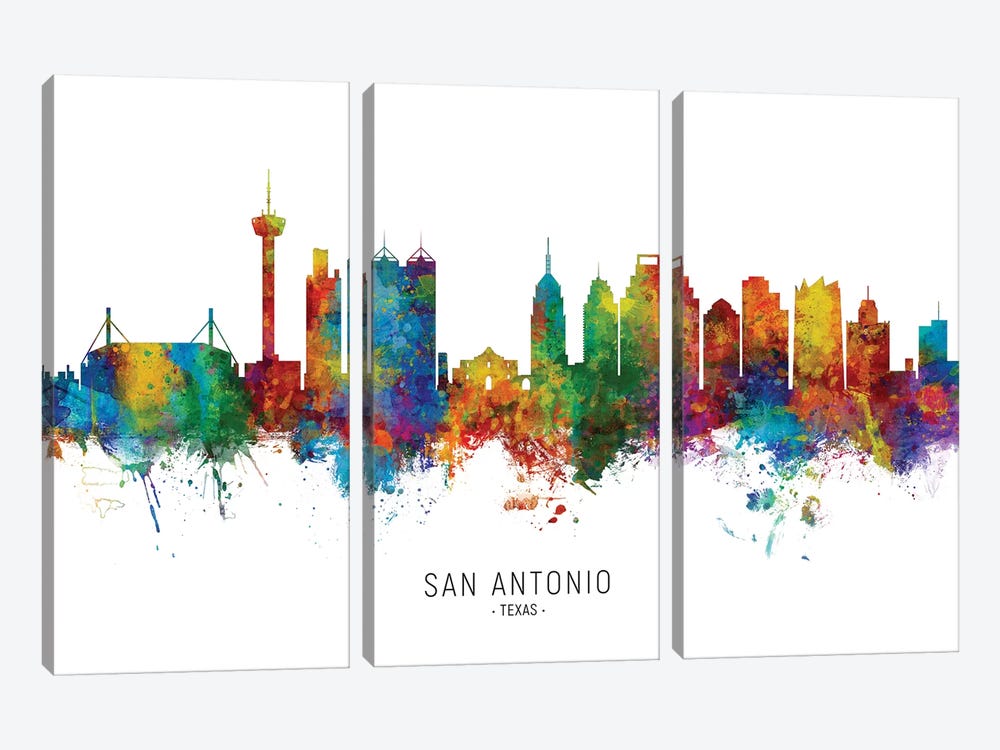 San Antonio Texas Skyline by Michael Tompsett 3-piece Canvas Art