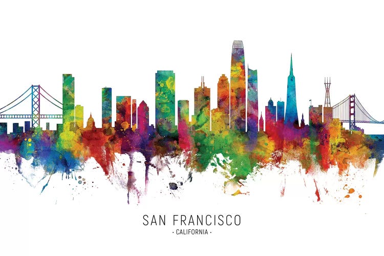 Rainbow Splatter San Francisco California Skyline