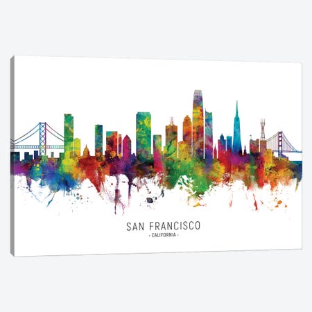 San Francisco California Skyline Canvas Print #MTO2051} by Michael Tompsett Canvas Art Print
