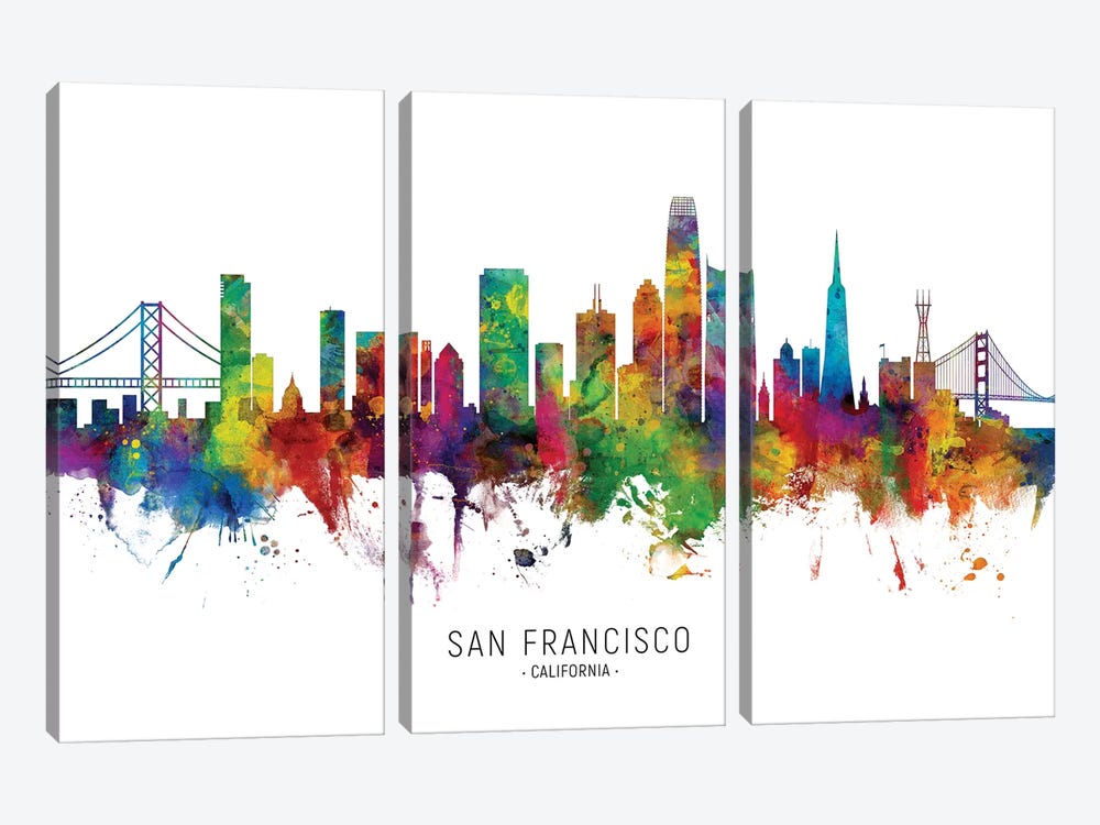 San Francisco California Skyline by Michael Tompsett 3-piece Art Print