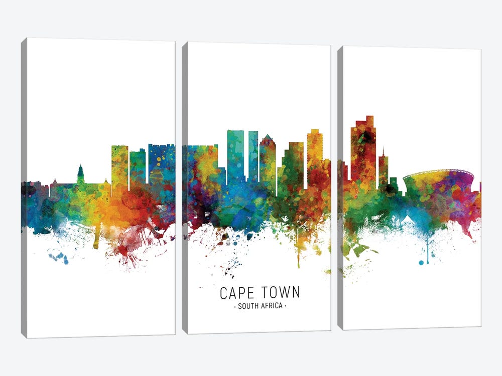 Cape Town South Africa Skyline by Michael Tompsett 3-piece Canvas Art