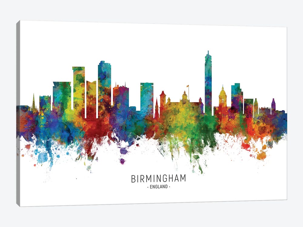 Birmingham England Skyline by Michael Tompsett 1-piece Canvas Wall Art