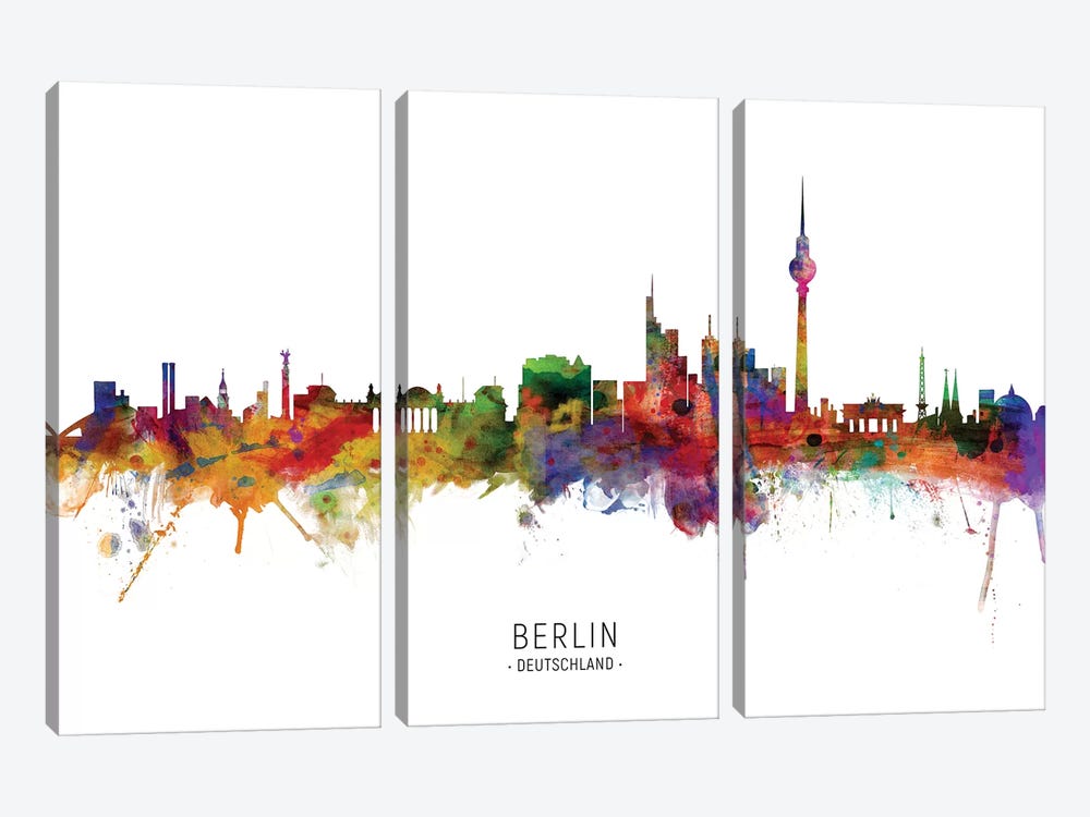 Berlin Germany Skyline by Michael Tompsett 3-piece Canvas Art Print