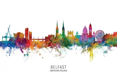 Belfast Northern Ireland Skyline by Michael Tompsett framed wall art
