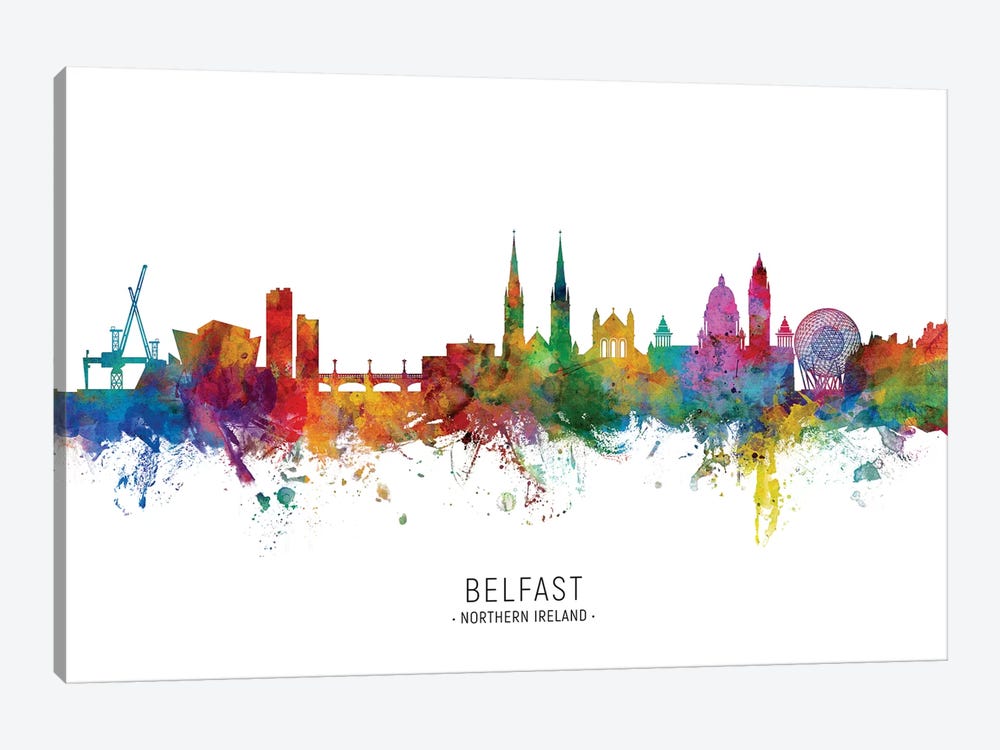 Belfast Northern Ireland Skyline by Michael Tompsett 1-piece Canvas Wall Art