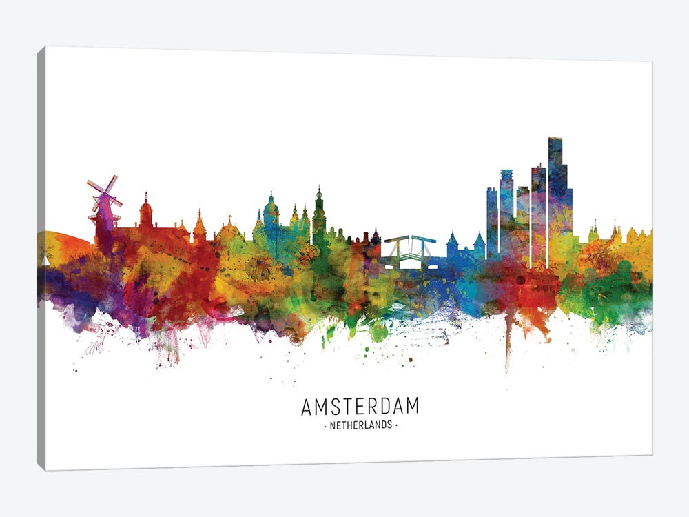 Amsterdam Netherlands Skyline by Michael Tompsett 1-piece Canvas Art Print